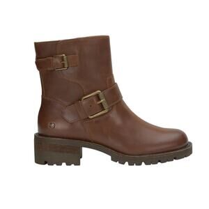 New! Lucky Brand Taini Moto Leather Biker Buckle Strap Combat Bootie - Size 6.5